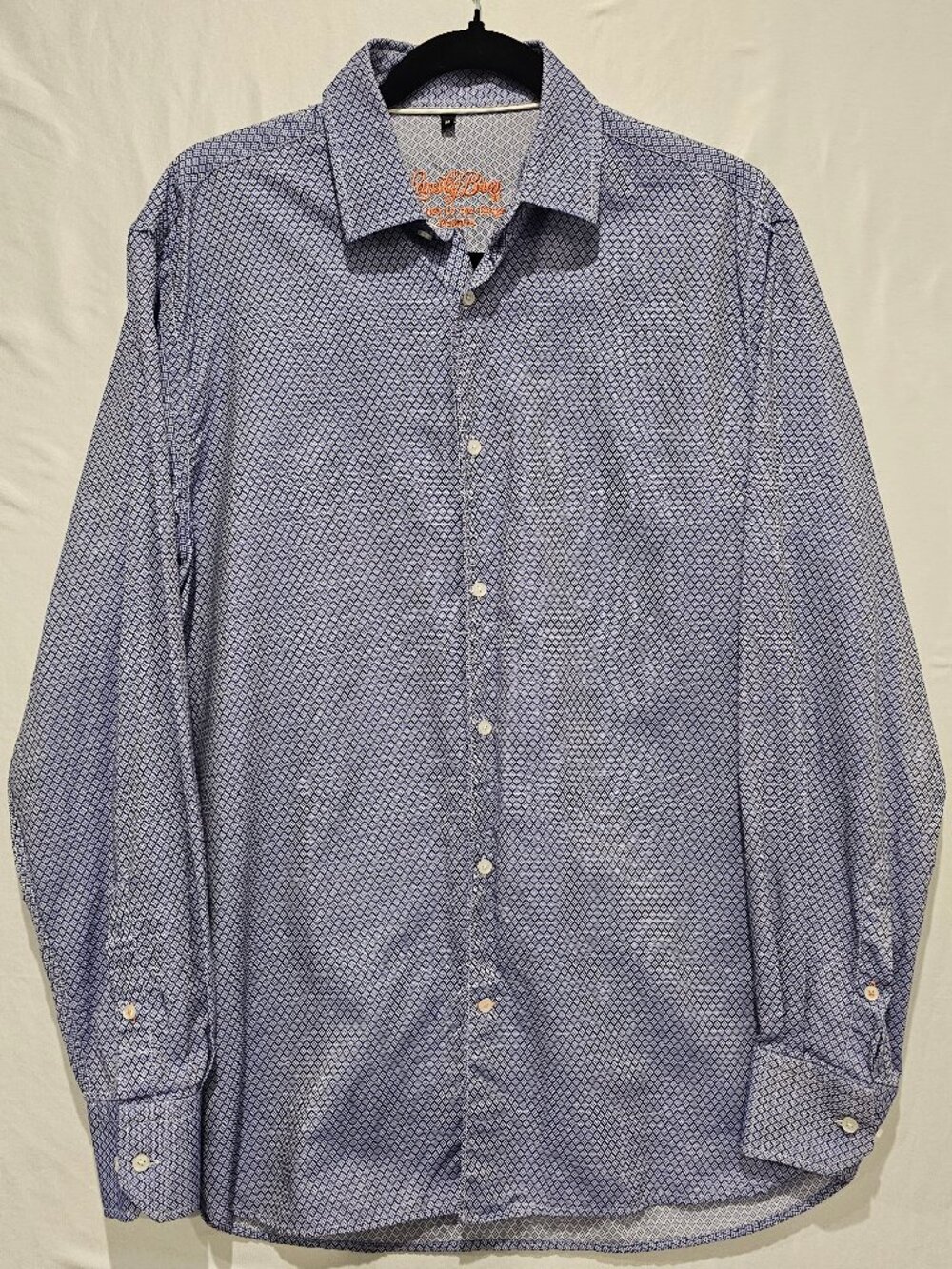 Lansky Bros Men's M Shirt Long Sleeve Blue Geometric Tile Clothier To King